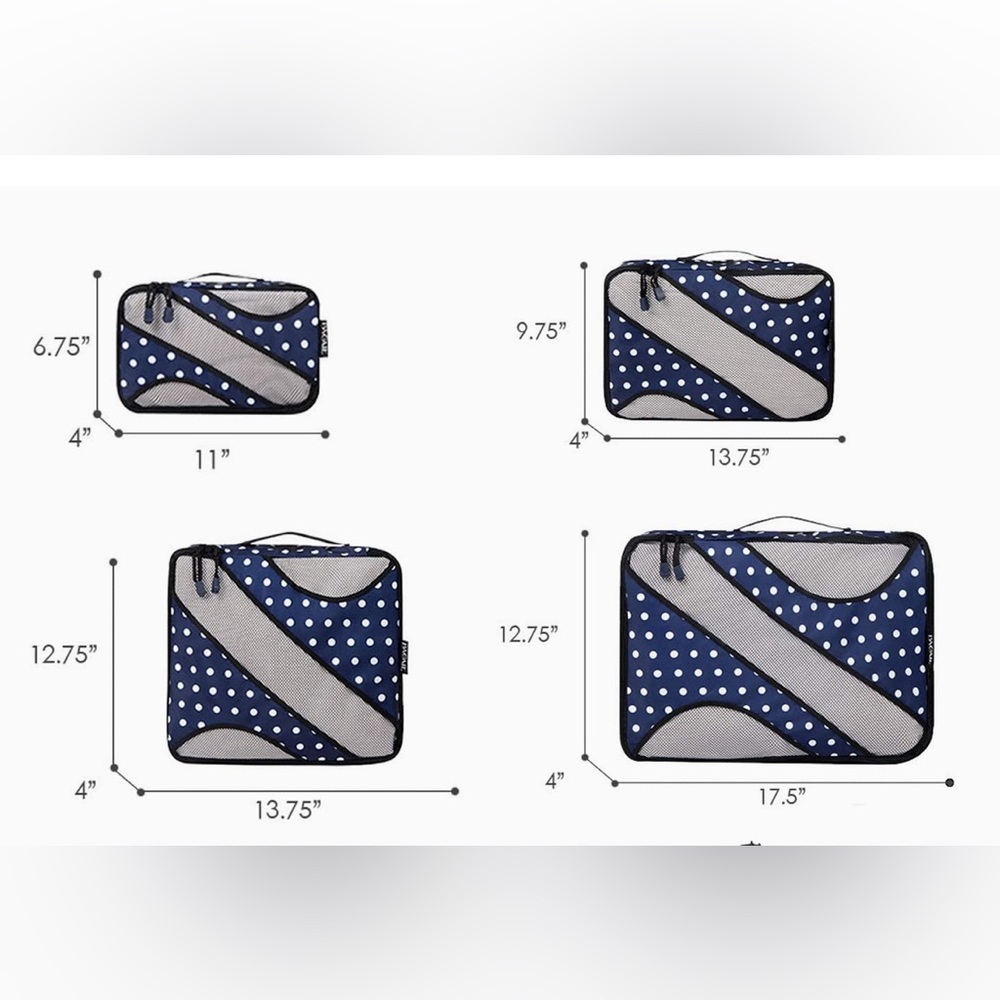 Bagail Packing Cubes - Navy Polka Dots